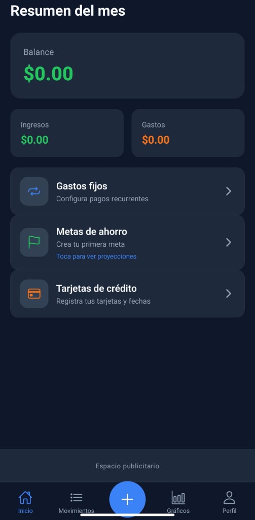 Gráficas mensuales de ingresos, gastos y categorías