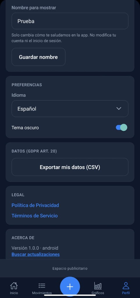 Formulario para registrar un gasto con categoría y factura deducible