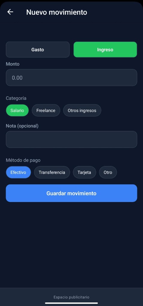 Perfil con exportación CSV, tema oscuro y enlaces legales